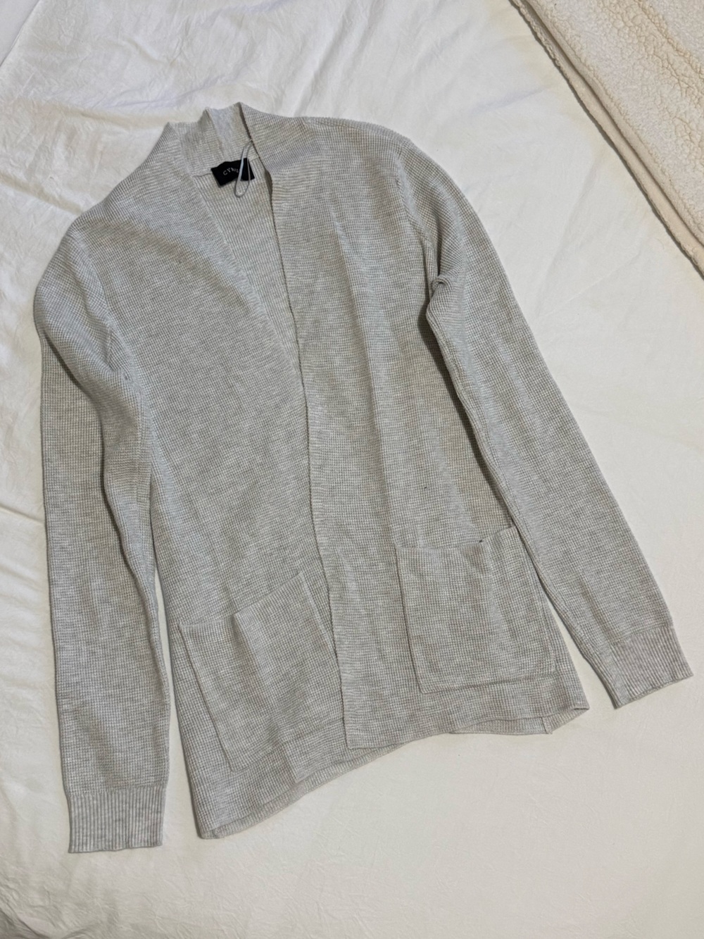 Cyrus Light Gray Ribbed Open Cardigan